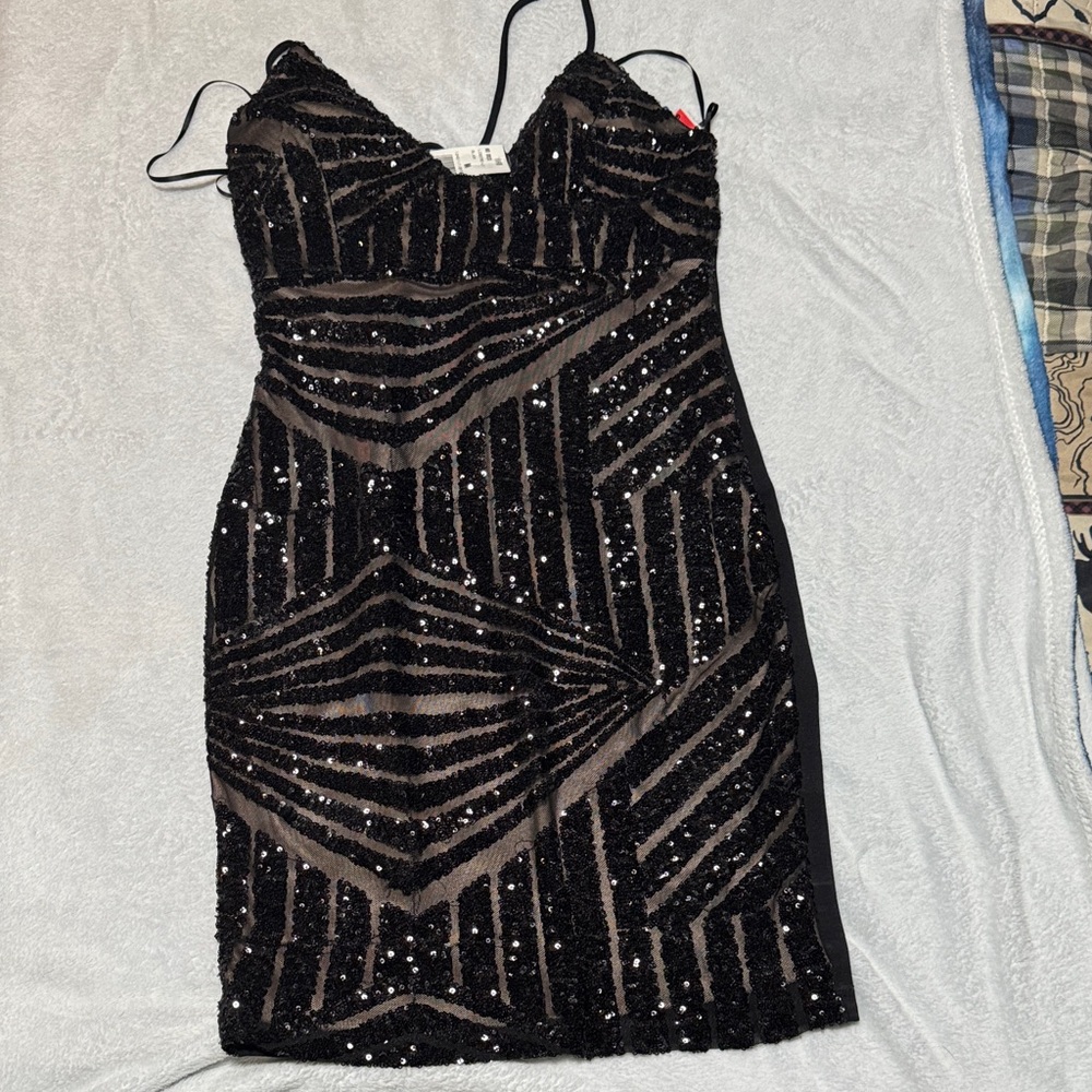 Glamorous Black Sequin Mini Dress